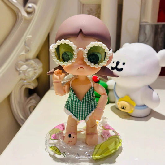 Labubu Green Plaid Swimsuit - Series 1/2/3 Outfit for Vinyl Doll Clothes Change