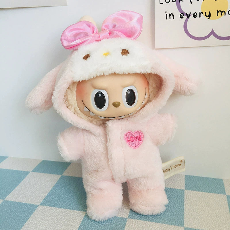 17cm Labubu My Melody Onesie - Cute Outfit for Keychain Doll Clothes Blind Box