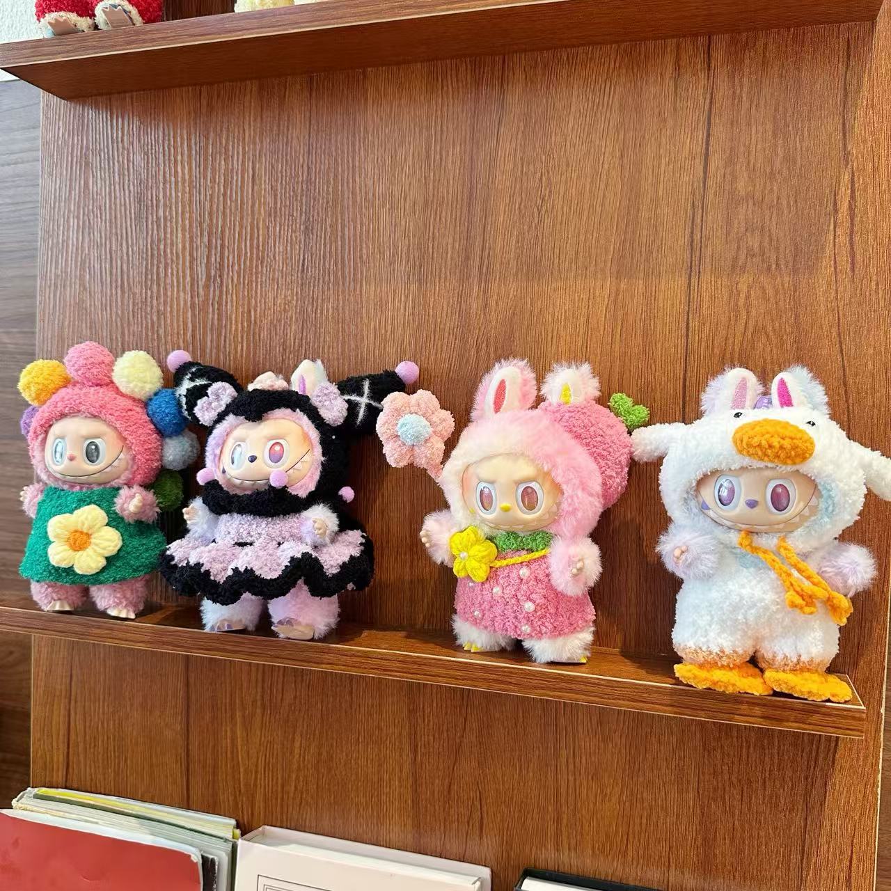 17cm Labubu Knit Doll Clothes | Handmade Crocheted Outfit Set | Fits 1st-3rd Gen Keychain/Plush Figures