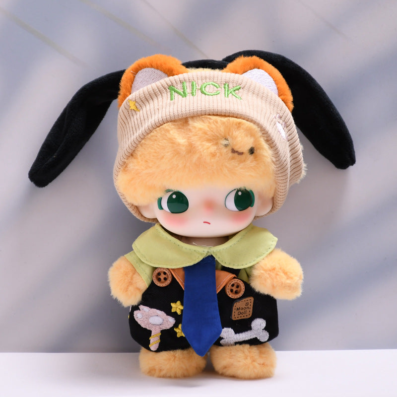 DIMOO WORLD JUDY & NICK Denim Overalls Set - Plush Doll Clothes with Skirt for Blind Box Figures