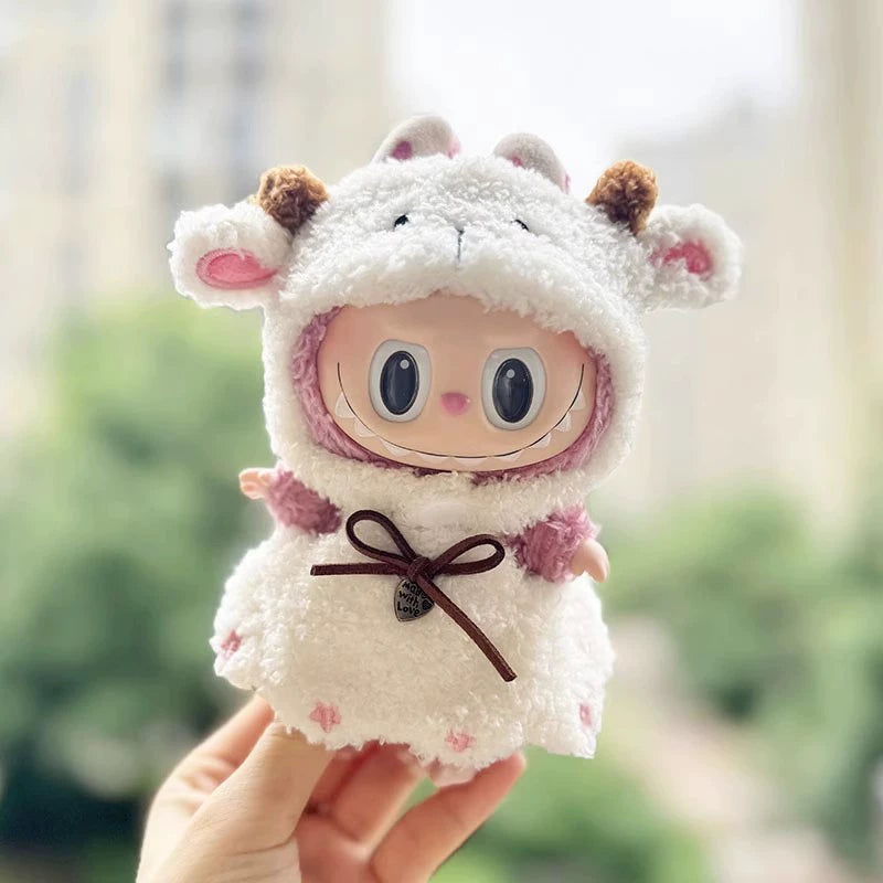 17cm Labubu Vinyl Keychain Charms Replacement Outfit Set (Clothes Only) for Collectible Dolls