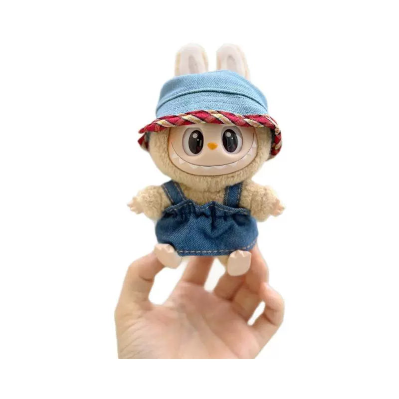 POP MART Labubu Doll Clothes - Denim Skirt & Hat Set for Gen 1/2 Blind Box Figures 17cm (No Doll Included) | Western Cowgirl Outfit