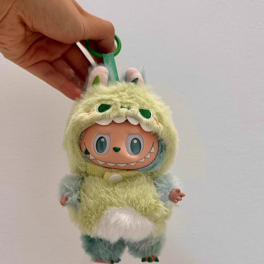 Labubu Green 3D Dinosaur Outfit - Plush Costume for Cotton Doll Change Clothes