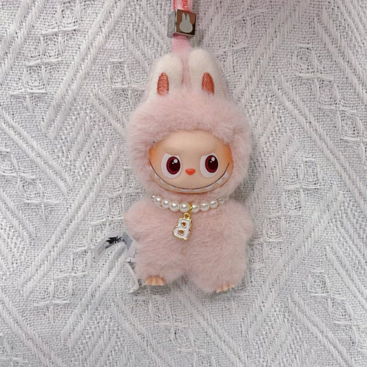 Mini Labubu 4.0 Heart Code Necklace - Plush Keychain Outfit for Series 4 Blind Box