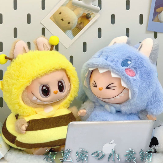 POP MART Labubu Doll Clothes Set - Bee, Shark & Dinosaur Outfits for Generation 1/2 Vinyl Figures 17cm (No Doll Included)