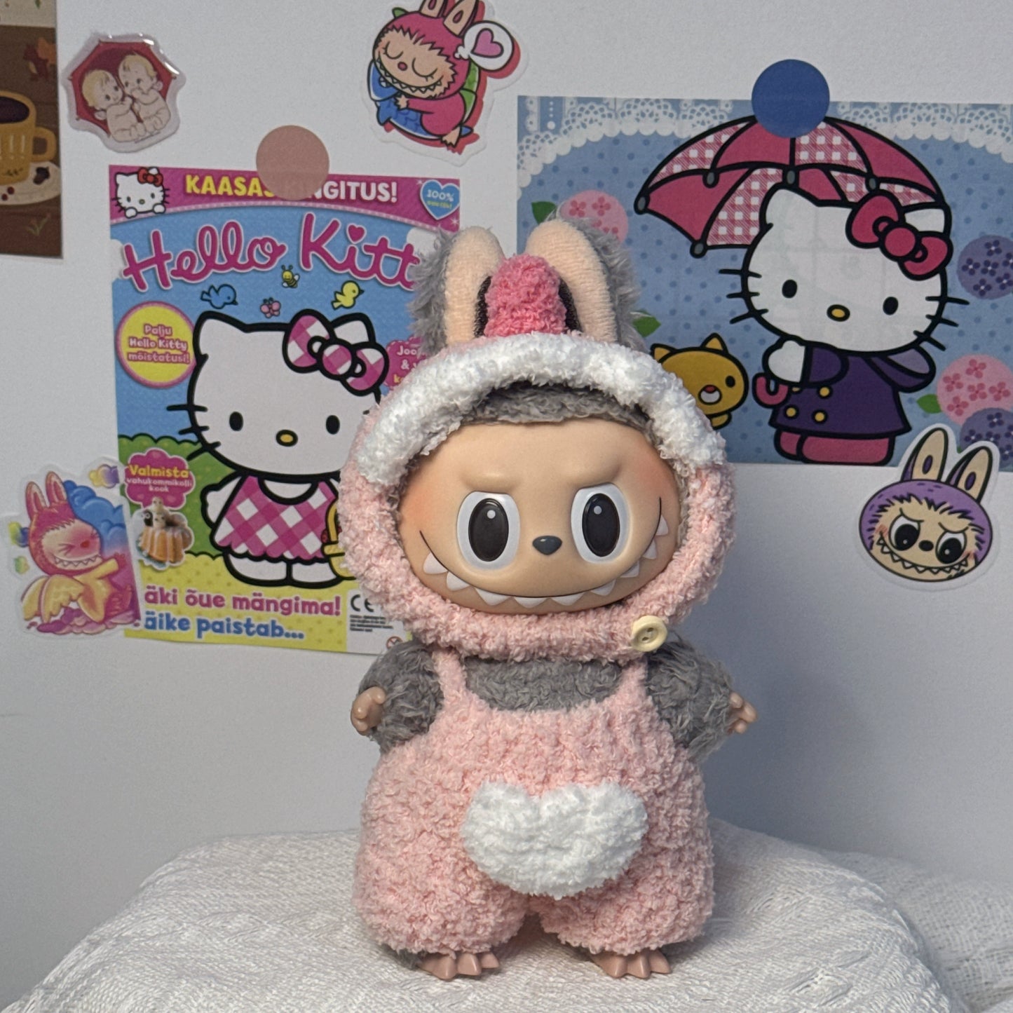 17cm Labubu Doll & Plush Toy Keychain Outfit | Hand-Knitted Little Dinosaur Changeable Clothing