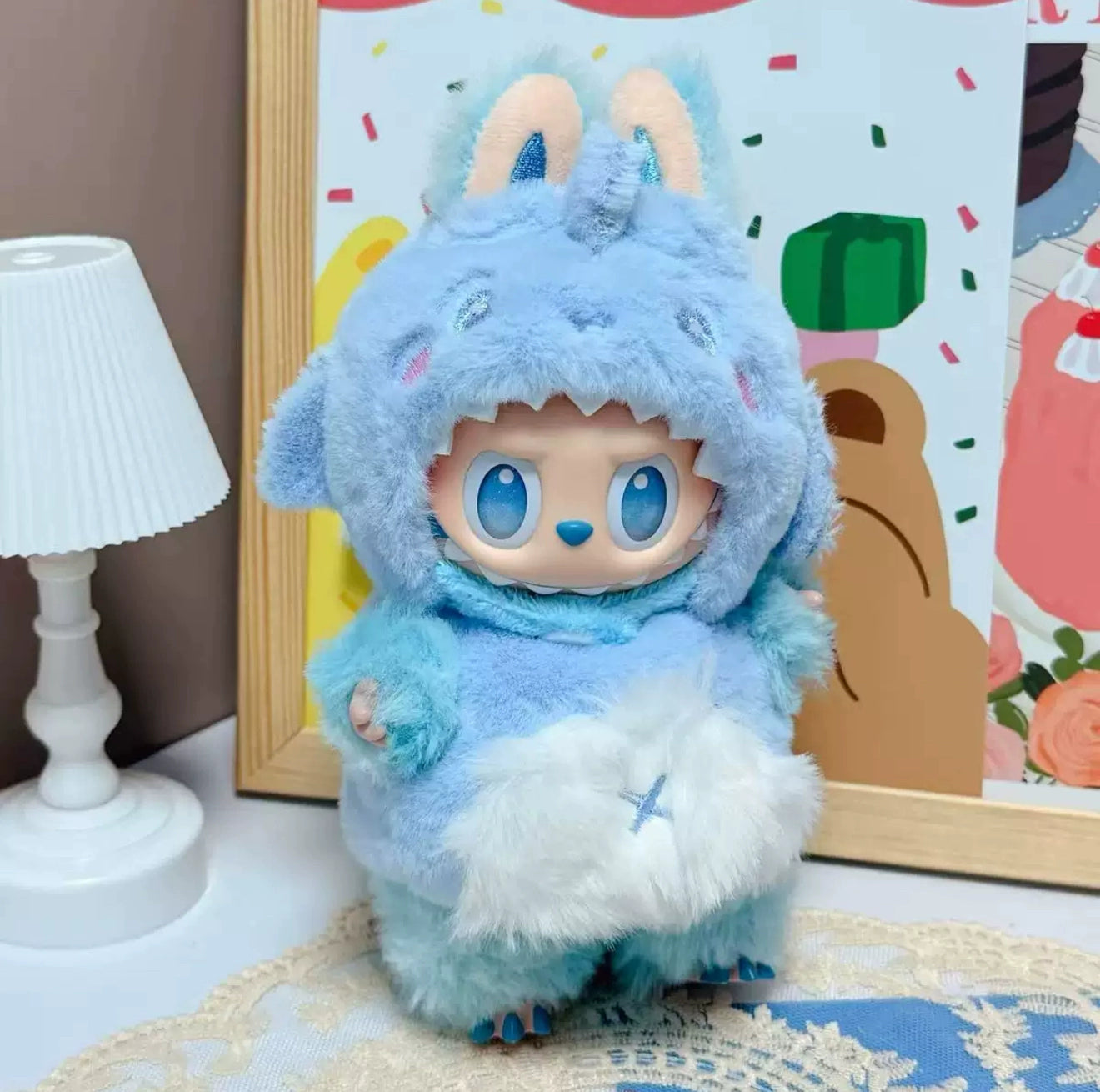 Labubu 2nd Gen Sit Series Plush Shark Outfit - Macaron Style Vinyl Doll Clothes