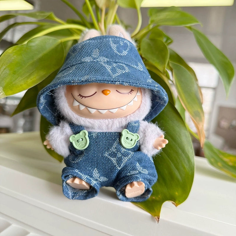 Labubu Overalls Outfit for 17cm Series 1/2/3 Vinyl Figures - Doll Clothes Change Costume