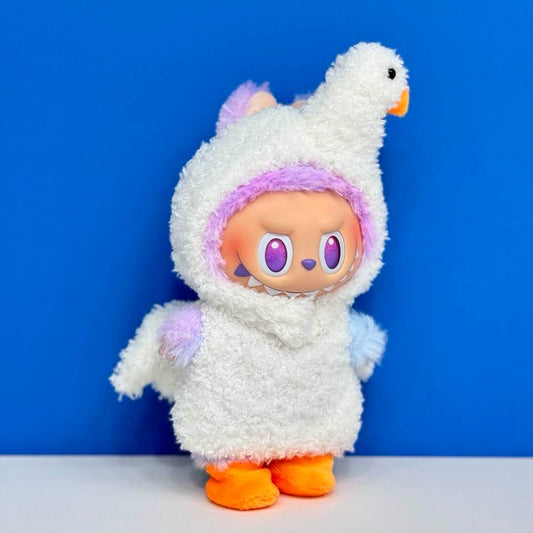 POP MART Labubu Plush Doll Clothes 17cm - Swan Outfit 3-Piece Set for Blind Box Figures (Clothes Only) - Cute Plush & Vinyl Accessory