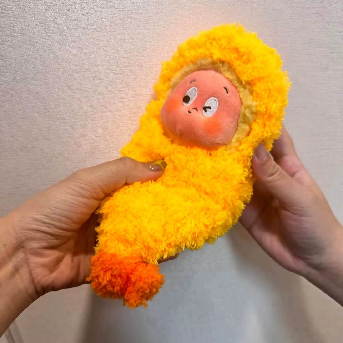 10cm Plush Keychain Outfit - Cute Fried Shrimp Costume for Blind Box Dolls