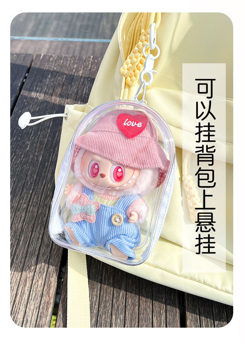 Pop Mart Labubu Gen 3 Transparent Dust-Proof Display Case | Ita Bag with Adjustable Strap for Vinyl Dolls