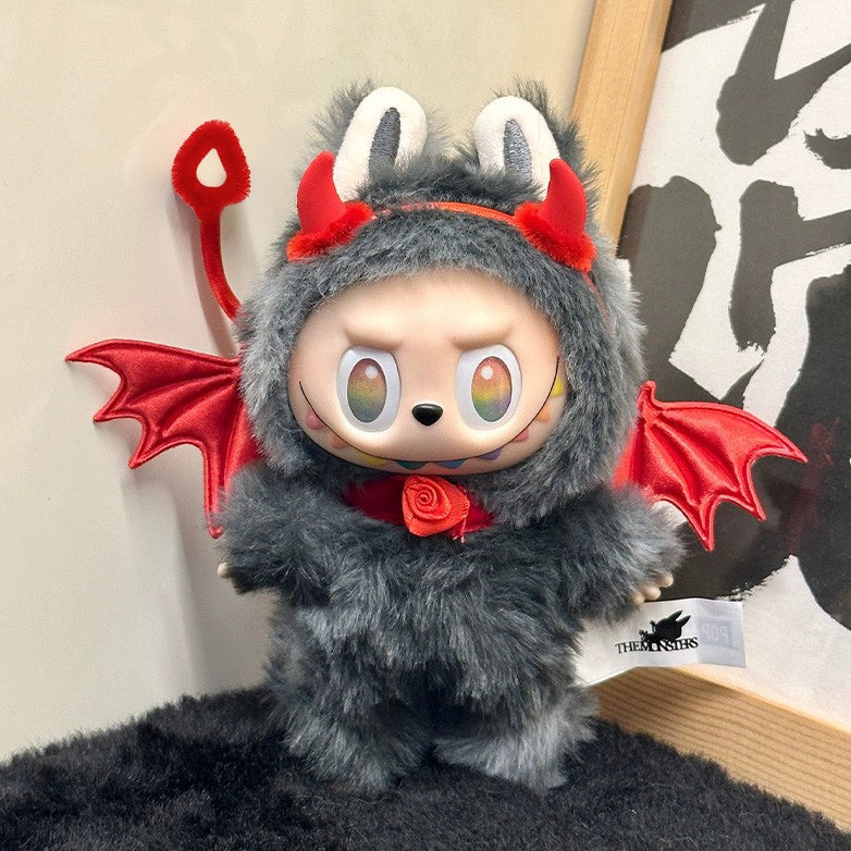 Labubu Red Devil Outfit - Wings Costume Change Clothes for Vinyl Doll