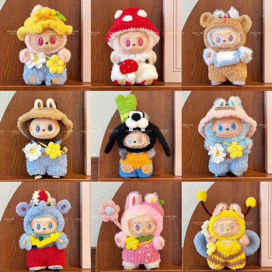 17cm Labubu Knit Doll Clothes | Handmade Crocheted Outfit Set | Fits 1st-3rd Gen Keychain/Plush Figures