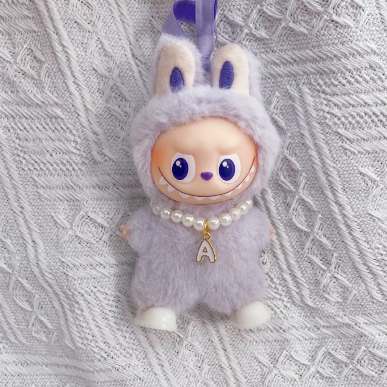 Mini Labubu 4.0 Heart Code Necklace - Plush Keychain Outfit for Series 4 Blind Box
