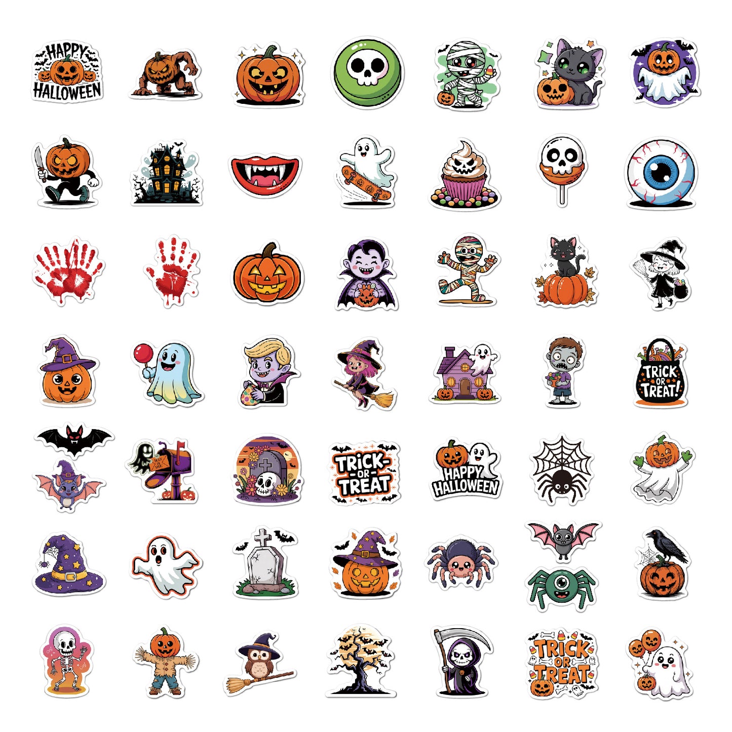 2025 Halloween Stickers - Holographic Waterproof Decals for Cups, Party Gifts, Decor