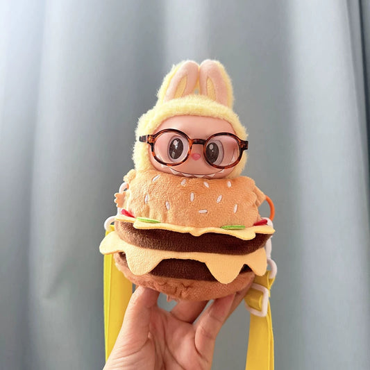 POP MART Labubu 17cm Doll Clothes Set - Hamburger & Fries Takeout Costume for Blind Box Figures (No Doll Included) | Keychain Accessory