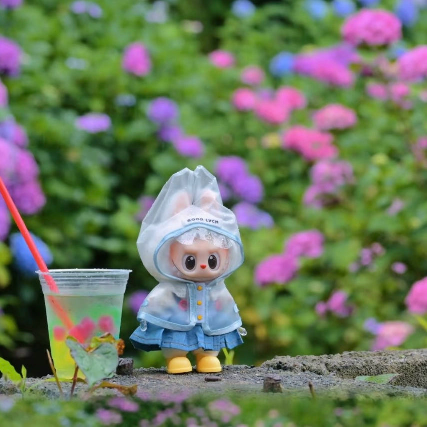 Labubu Rainy Day Essentials - Transparent PVC Raincoat for Vinyl Dolls (No Doll & Shoes)