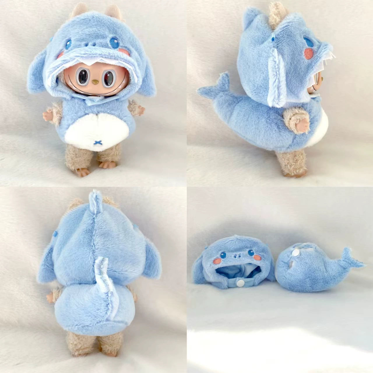 Kawaii Labubu Plush Keychain Outfit Set Dinosaur & Bee for 1st/2nd Gen Vinyl Dolls