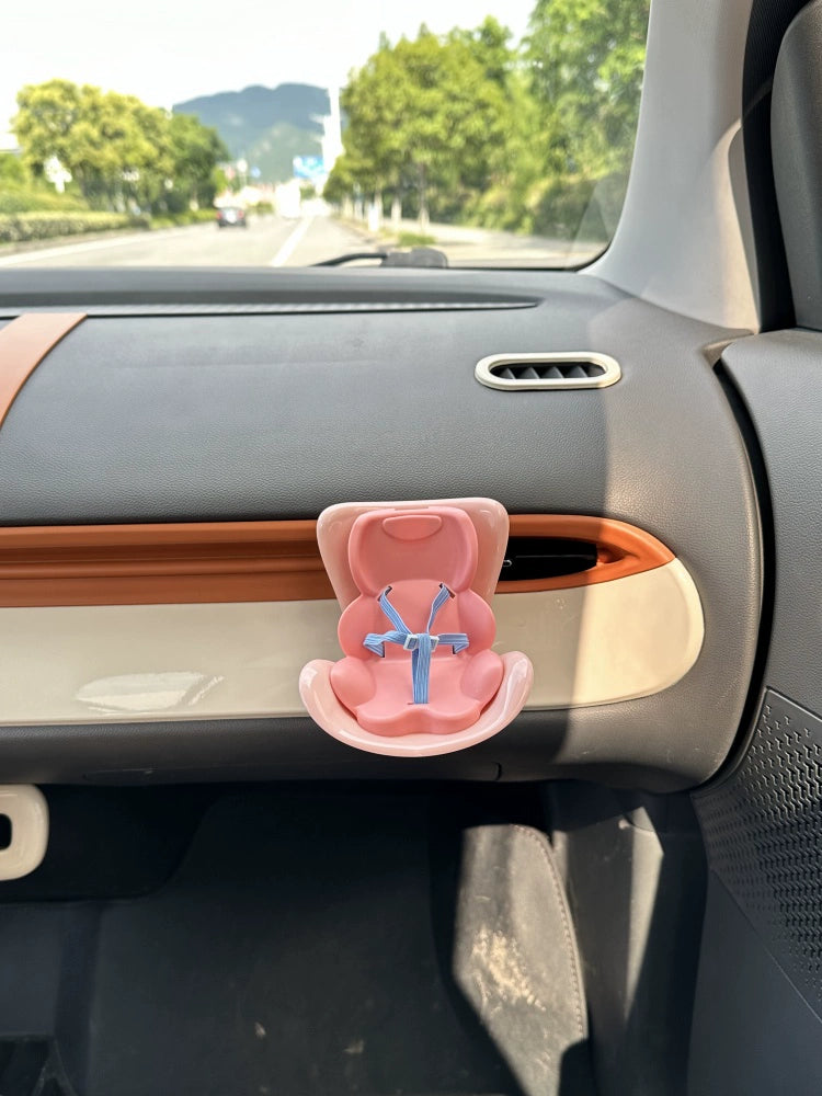 Labubu-Compatible Car Safety Seat, Dashboard Ornament & Air Vent Clip Set