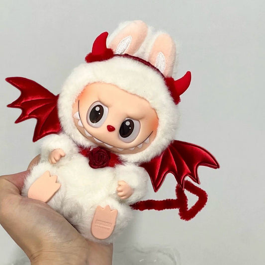 Labubu Series 1/2/3 Halloween Outfit - Red Devil Wings & Horn Headband Cute Accessory