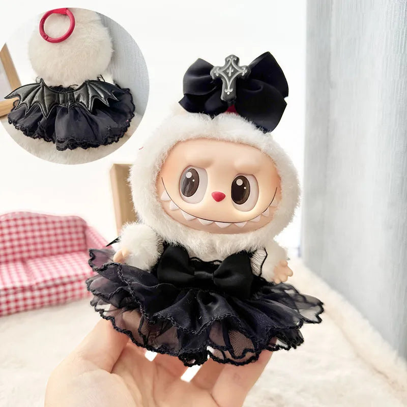 Labubu Halloween Outfit - Devil & Angel Set for Keychain Doll Clothes