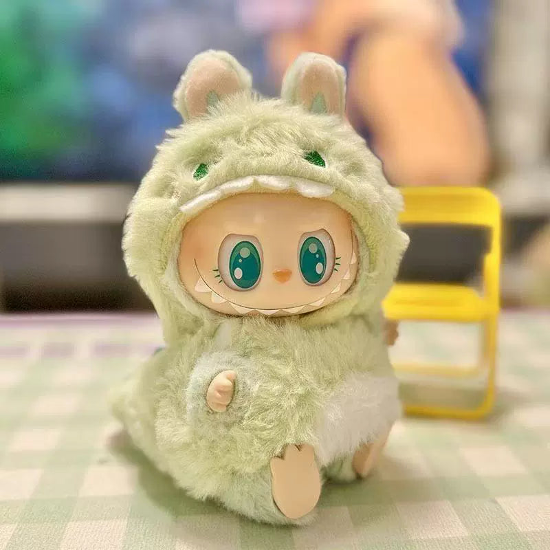 17cm Labubu Gen 1-3 Fuzzy Plush-Like Animal Outfit Set | Vinyl-Compatible Clothes Only for Collectible Dolls
