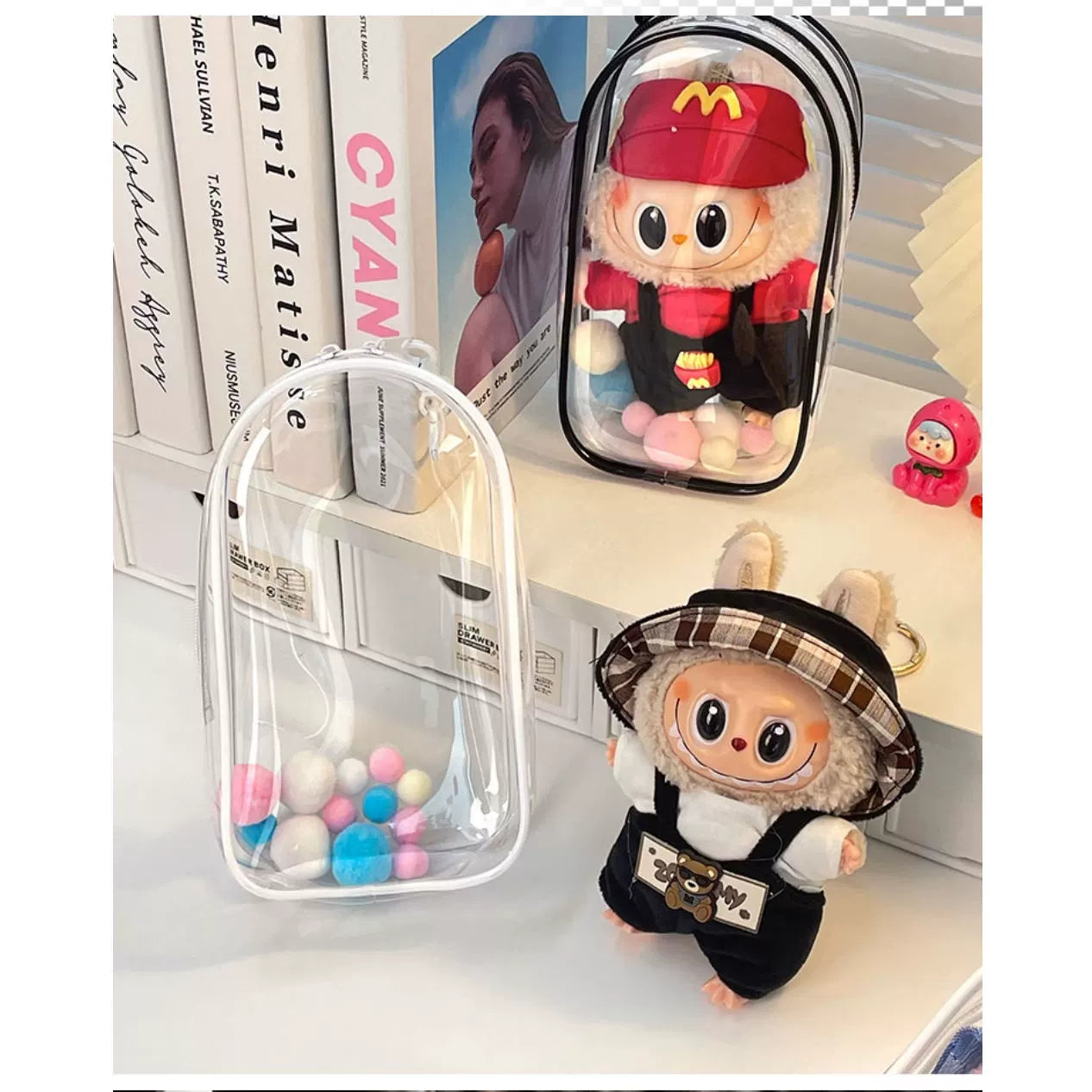 PVC Transparent Crossbody Bag | Dust-Proof Display Storage for Labubu & Cotton Dolls
