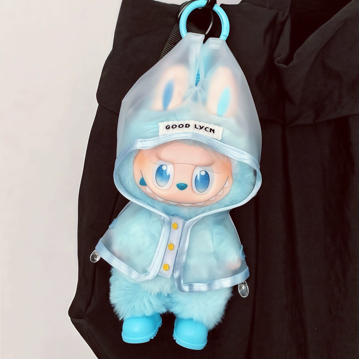 Pop Mart LABUBU Transparent Raincoat Outfit Set - Waterproof Coverall with Matching Boots for 1st/2nd/3rd Gen Vinyl Figures, Complete Protective Costume (17cm)