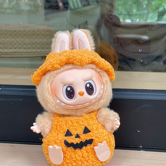Halloween Pumpkin Costume for Labubu Vinyl Doll – Cute & Removable Outfit
