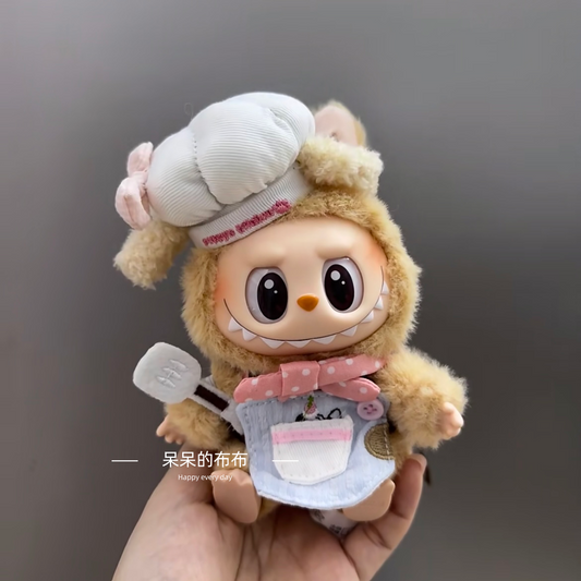 POP MART Labubu Doll Clothes - Cute Little Chef Outfit Set for Gen 1/2/3 15cm Figures (No Doll Included) | Cartoon Cook Costume
