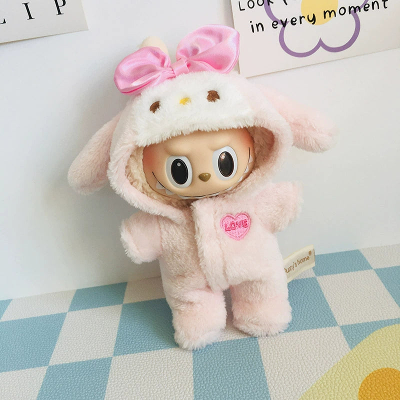 17cm Labubu My Melody Onesie - Cute Outfit for Keychain Doll Clothes Blind Box