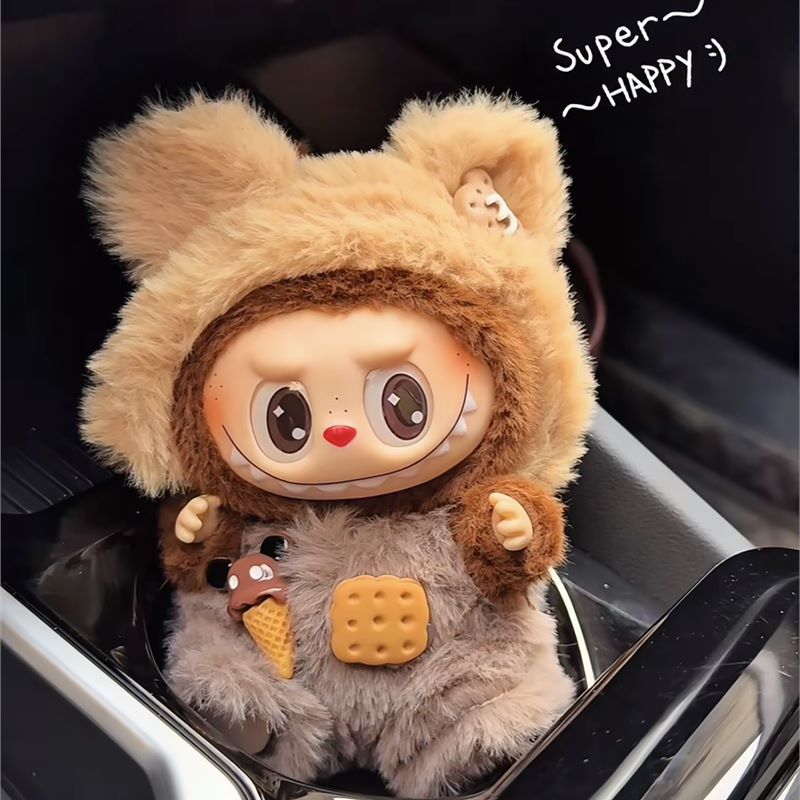 Labubu 1st-2nd Gen Cute Bear Overall Set | Panda Bear Overalls & Shirt Replacement Outfits for Plush Keychain Dolls