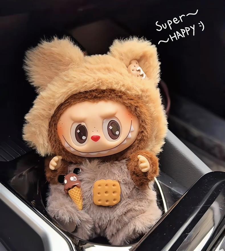Labubu 1st-2nd Gen Cute Bear Overall Set | Panda Bear Overalls & Shirt Replacement Outfits for Plush Keychain Dolls