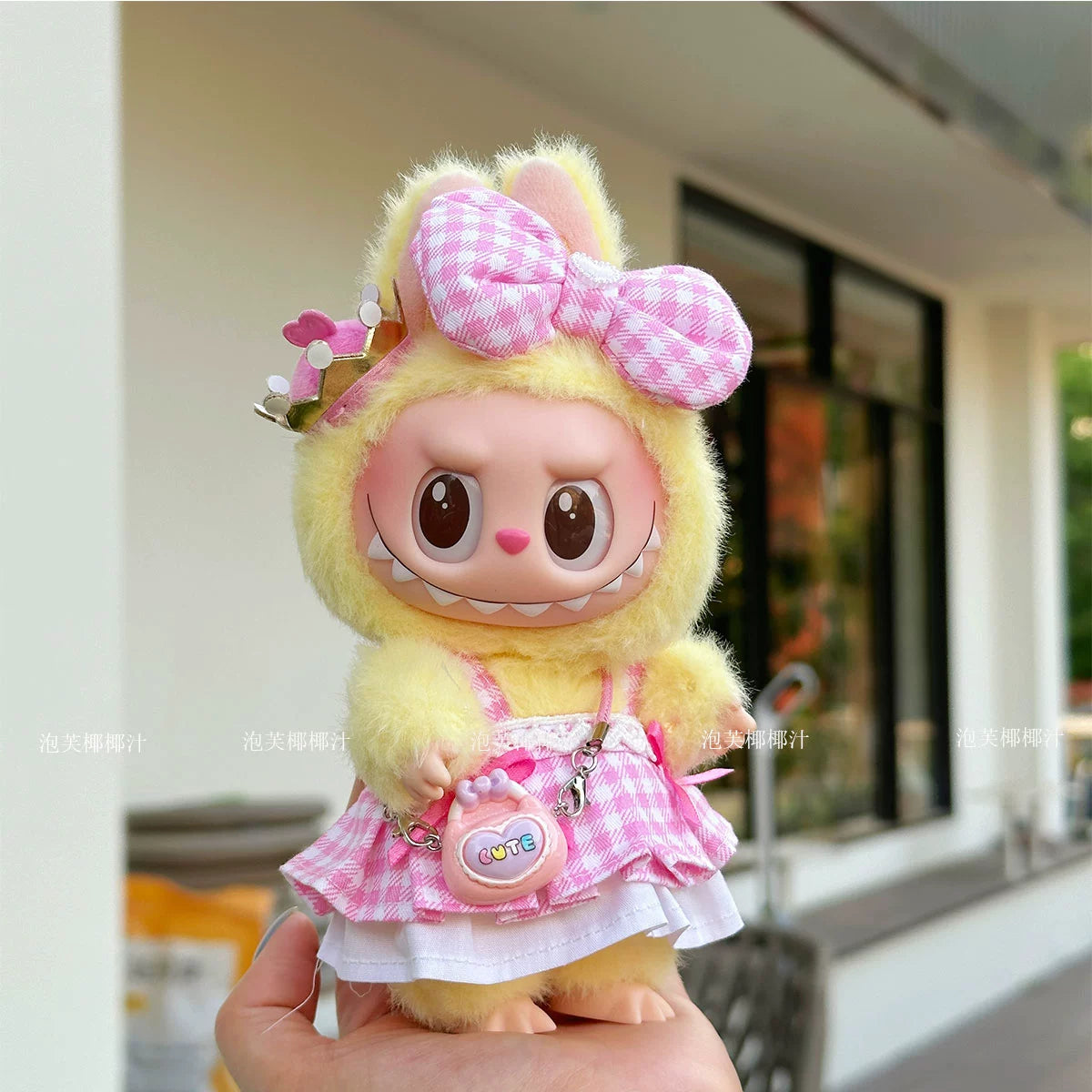 Labubu Crybaby Outfit - Green Dress & Hair Accessories for Vinyl Blind Box Keychain