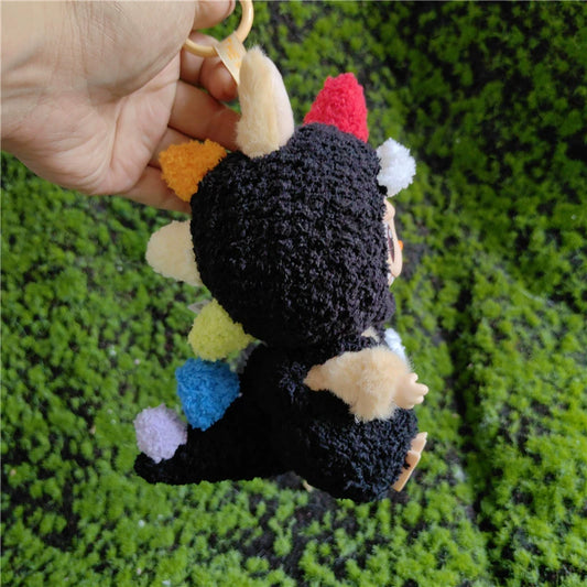 Labubu Sitting Party Macaron 2nd Gen Outfit | Black & Colorful Dinosaur Vinyl Clothes for Sitting Dolls