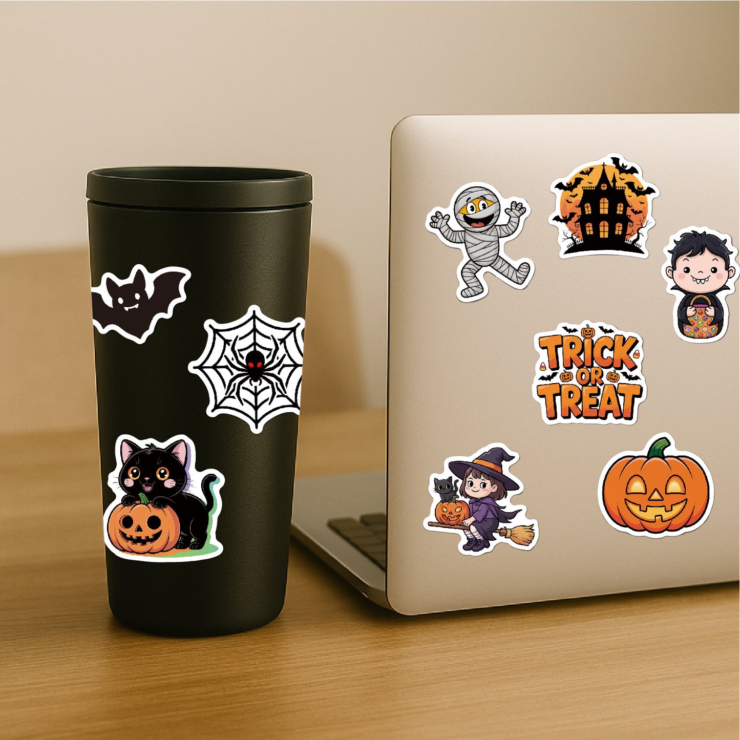 2025 Halloween Stickers - Holographic Waterproof Decals for Cups, Party Gifts, Decor