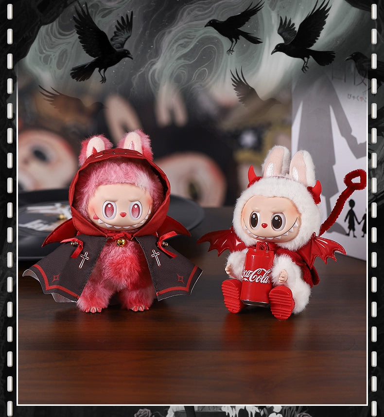 Labubu Halloween Outfit - Red Devil Wings & Headband 2-Piece Set for Vinyl Doll