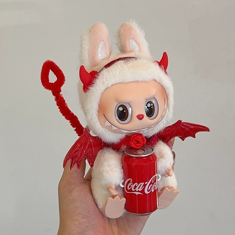 Labubu Coca-Cola Devil Outfit - Red Costume w/ Wings & Tail for Vinyl Blind Box Doll