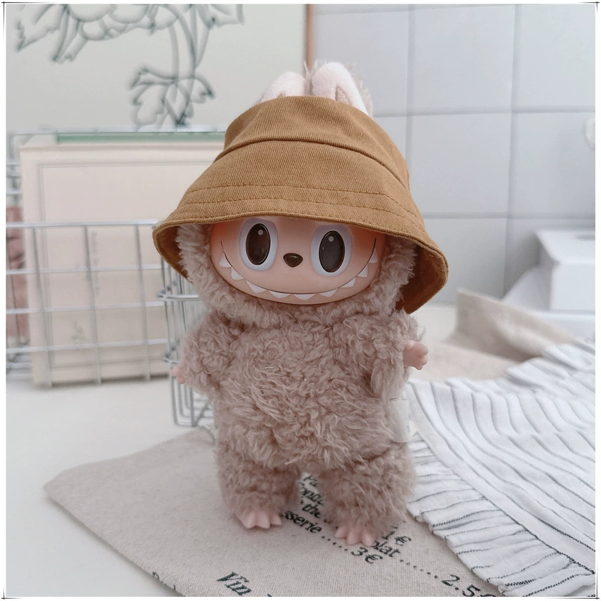 10CM Cotton Doll Bucket Hats & 17CM Labubu Gen 1-3 Open-Mouth Doll Hat Accessories