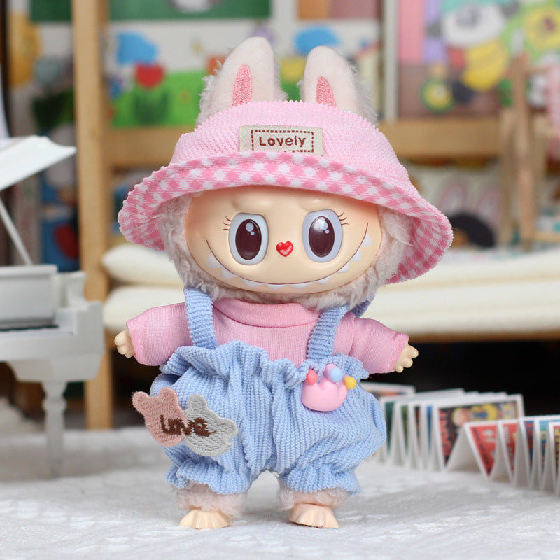 17cm Labubu Macaron Outfit - Blushing Face Vinyl Doll Clothes for Series 1/2/3