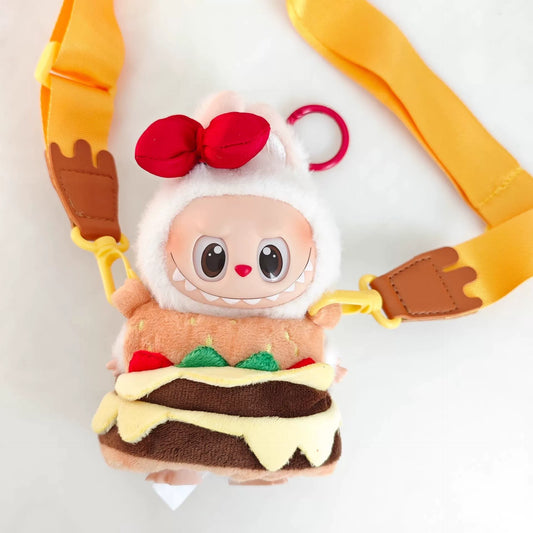 NEW 2025 POP MART Labubu Doll Clothes - Hamburger Takeout Bag Outfit for 17cm Vinyl Figures (Clothes Only) | Crossbody Purse Style