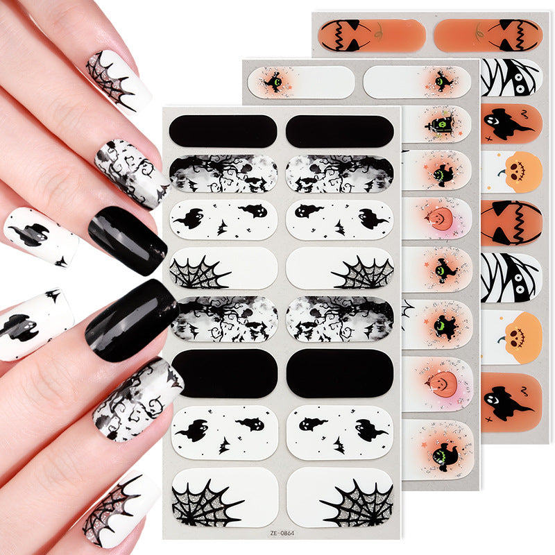 Glow in Dark Halloween Nail Stickers - Waterproof Cartoon Decals for Kids, No Heat Needed