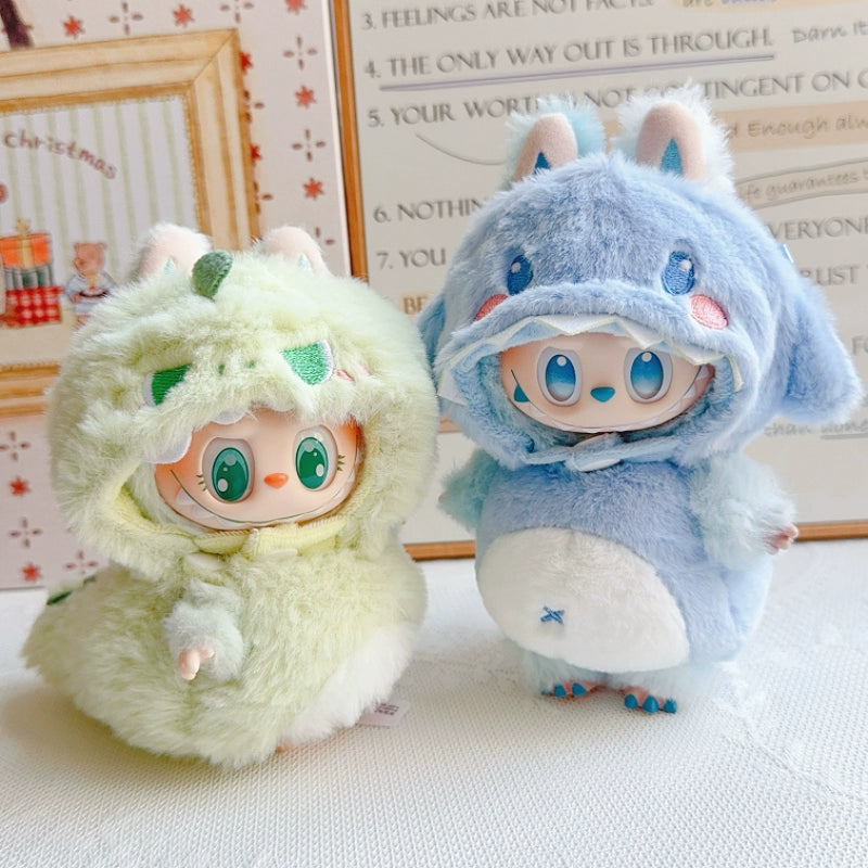 Labubu 3D Animal Costume Set - Dino/Shark/Bee Outfits for Gen1/2/3 Vinyl Dolls (17cm)