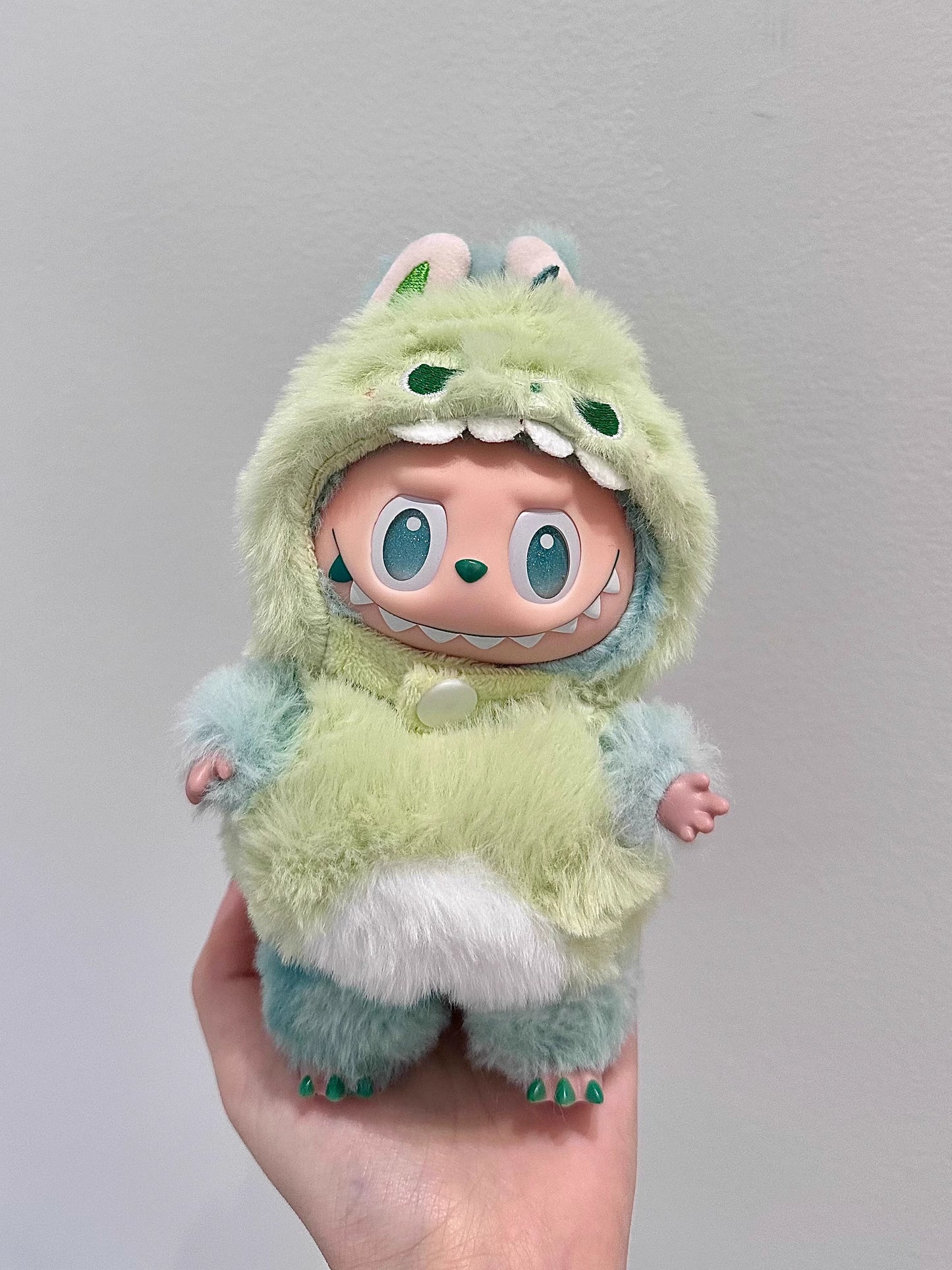 Labubu Green 3D Dinosaur Outfit - Plush Costume for Cotton Doll Change Clothes
