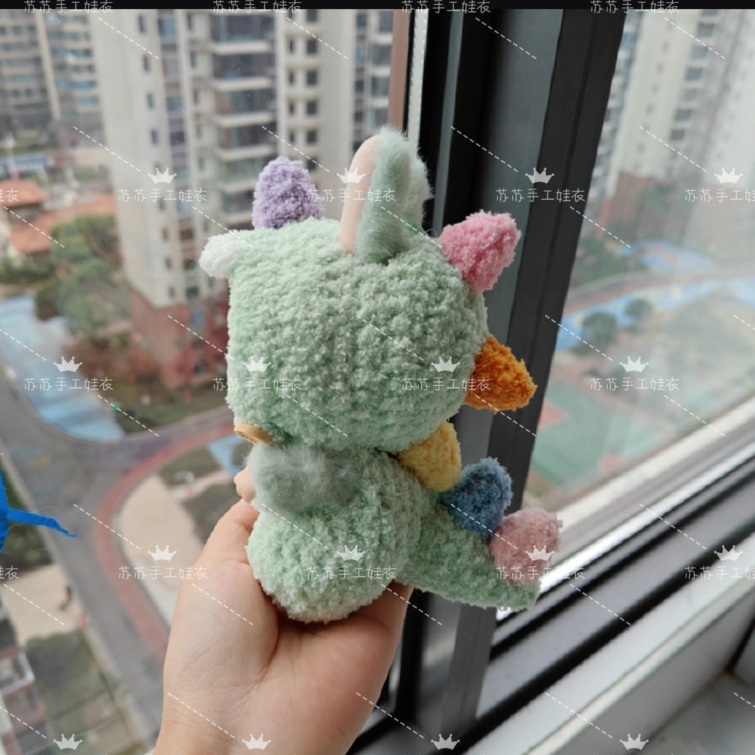 POP MART Labubu Hand-Knitted Dinosaur Outfit - Plush Vinyl Doll Clothes for Blind Box