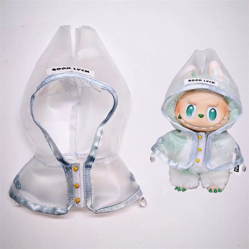 Labubu Rainy Day Essentials - Transparent PVC Raincoat for Vinyl Dolls (No Doll & Shoes)