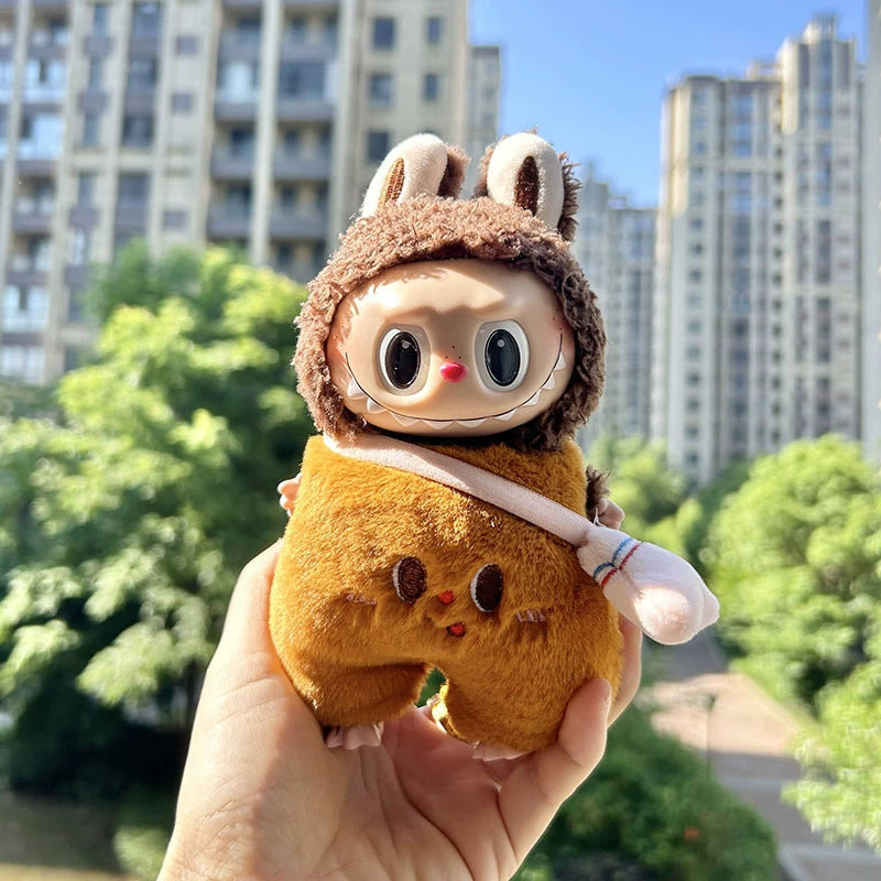 POP MART Labubu 17cm Doll Clothes - Cute Bear Bread Costume Set w/Keychain (No Doll Included) | Vinyl Figure Outfit