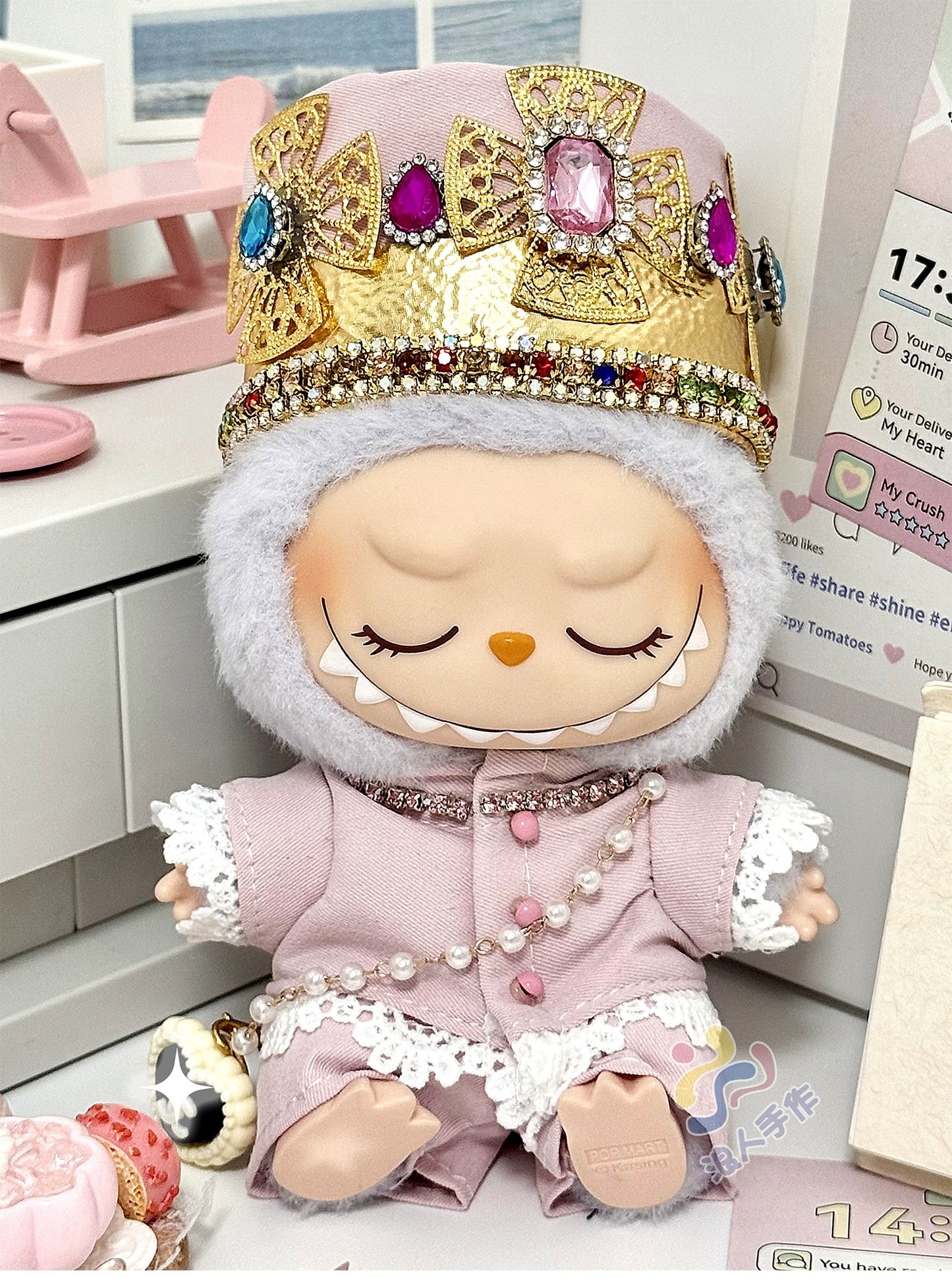 17cm Labubu GD Style Suit Set - G-Dragon Inspired Outfit for Series 1/2/3 Vinyl Doll