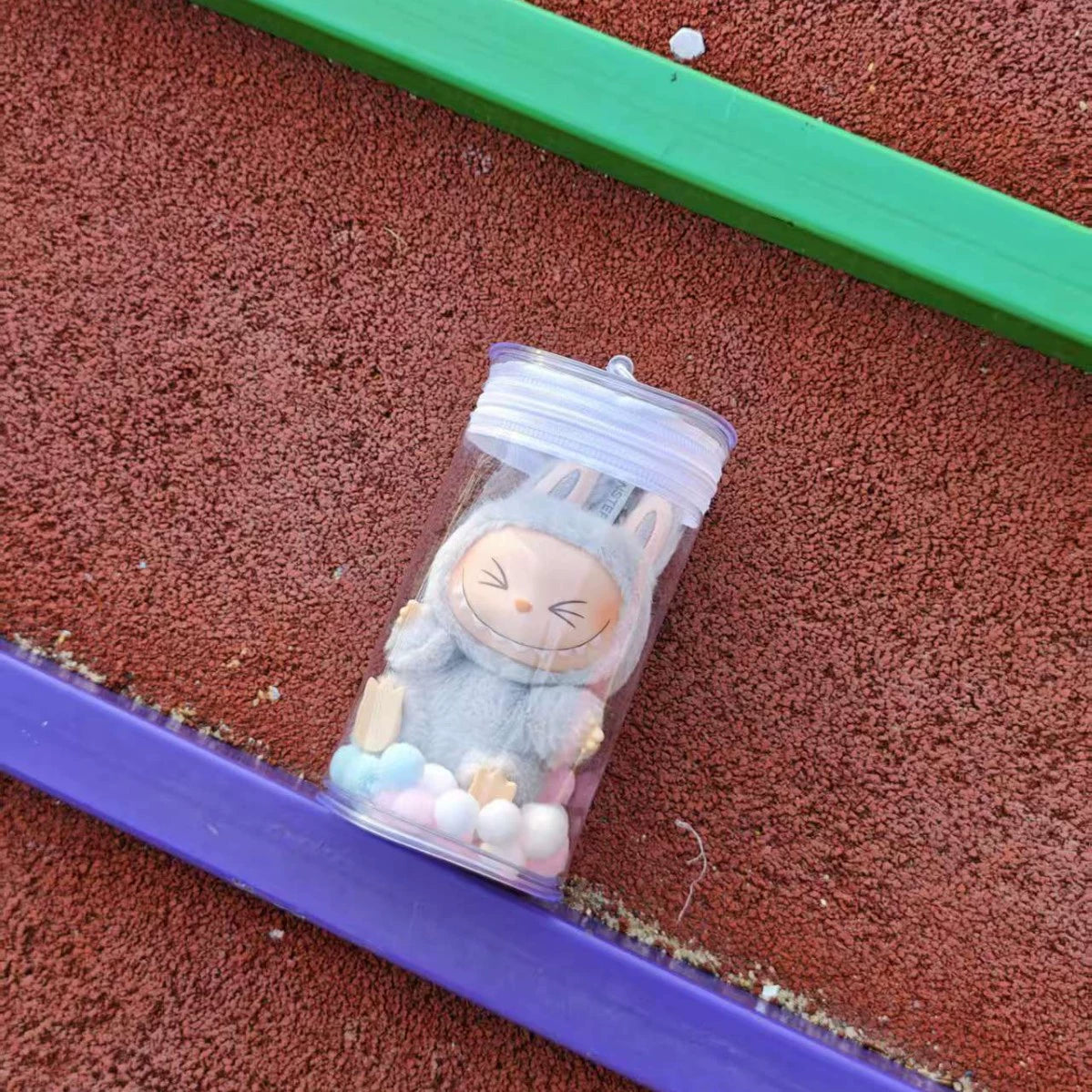 2025 New Clear PVC Can Bag for Pop Mart Blind Box Storage | Dust-Proof Zipper & Detachable Shoulder Strap | Fits Labubu 15-17cm & Molly Collectible Dolls