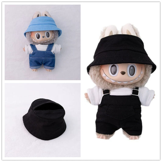 17cm Labubu Macaron Fisherman Hat - Vinyl Face Cap for Series 1/2/3 Doll Accessory